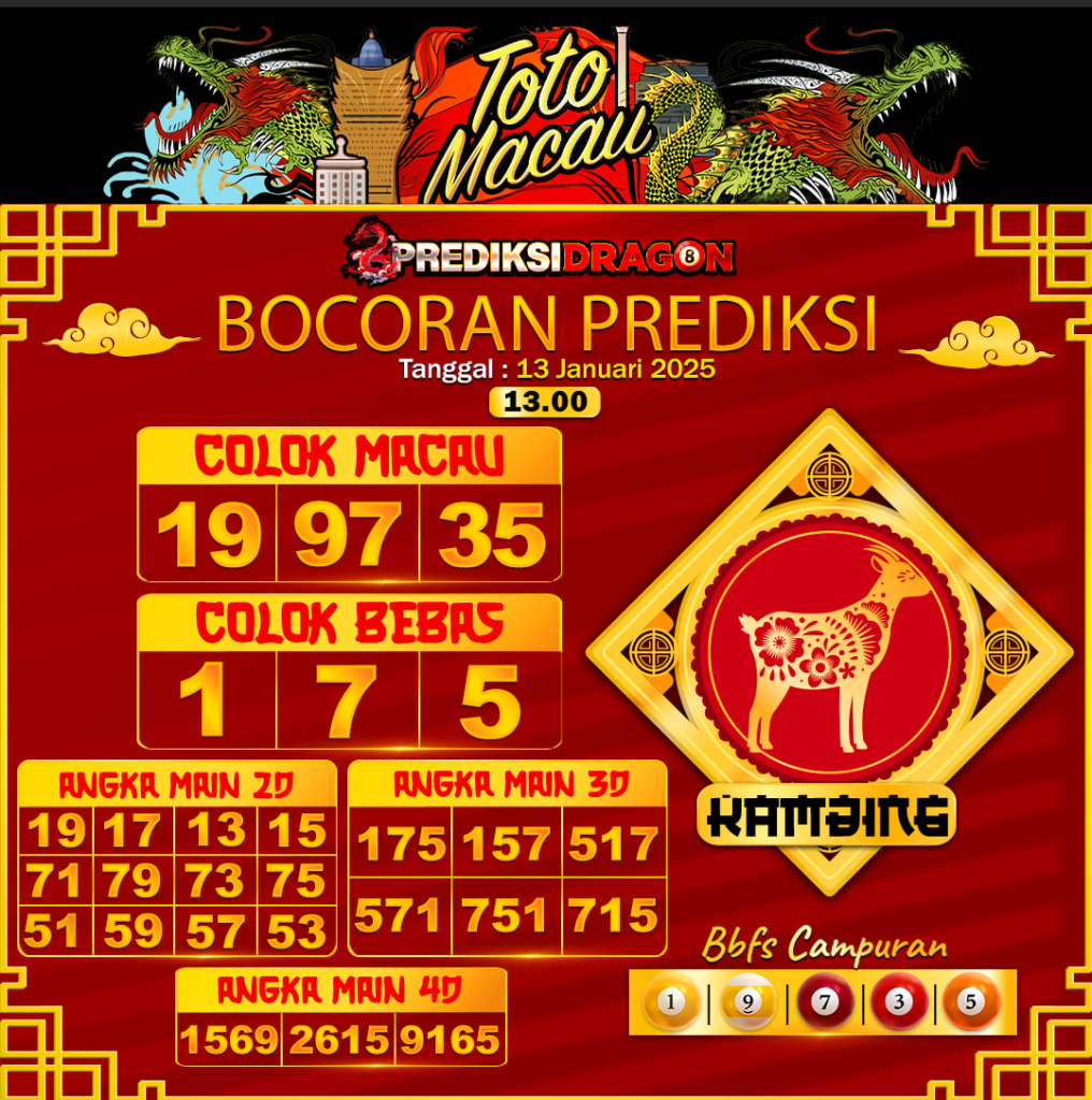 Prediksi Toto Macau Putaran 1 Update Tercepat Akurat 13-01-2025