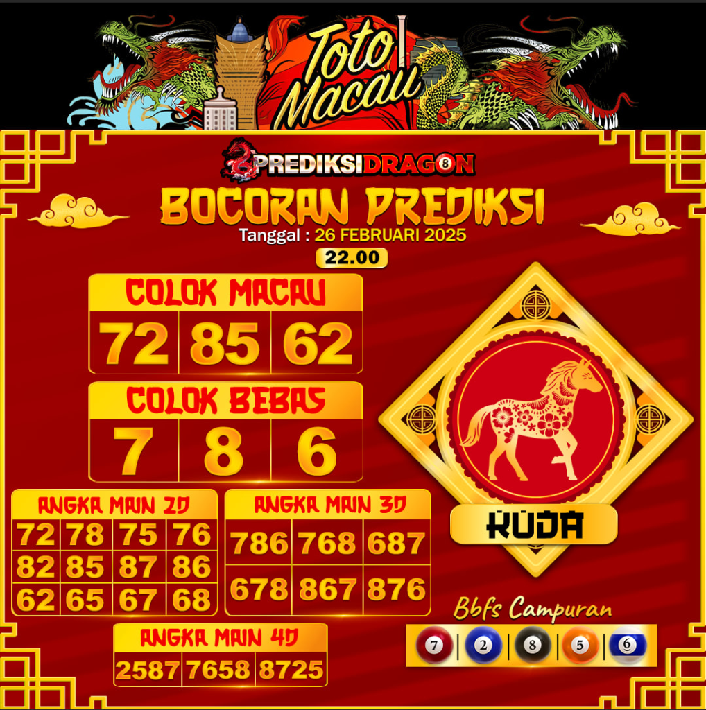 Prediksi Toto Macau Putaran 4 Update Tercepat Akurat 26-02-2025