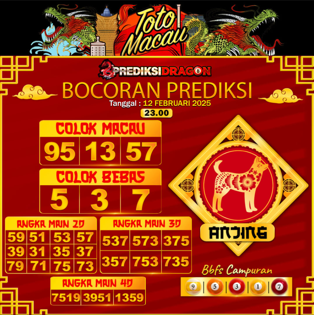 Prediksi Toto Macau Putaran 5 Update Tercepat Akurat 12-02-2025