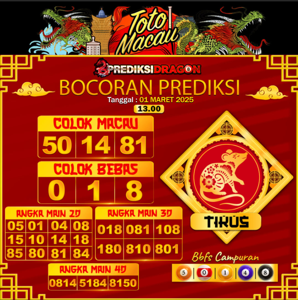 Prediksi Toto Macau Putaran 1 Update Tercepat Akurat 01-03-2025