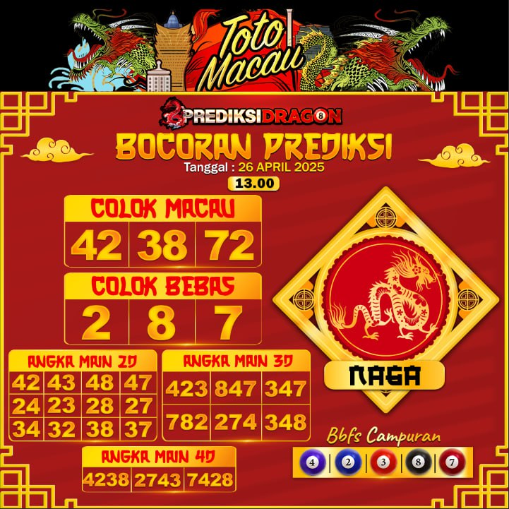 Prediksi Toto Macau Putaran 1 Update Tercepat Akurat 26-04-2025