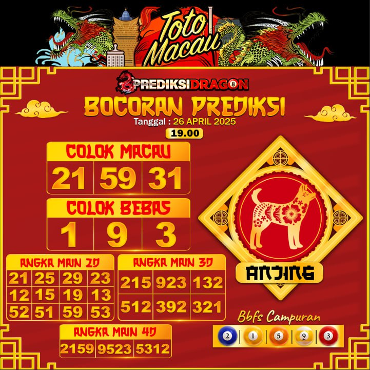 Prediksi Toto Macau Putaran 3 Update Tercepat Akurat 26-04-2025