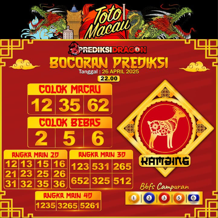 Prediksi Toto Macau Putaran 4 Update Tercepat Akurat 26-04-2025
