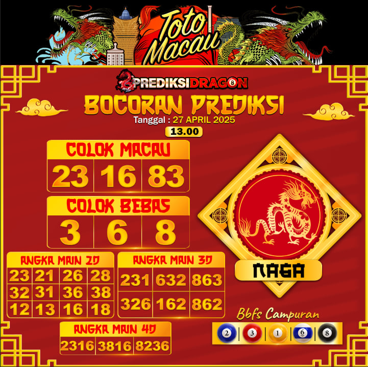 Prediksi Toto Macau Putaran 1 Update Tercepat Akurat 27-04-2025
