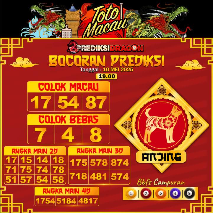 Prediksi Toto Macau Putaran 3 Update Tercepat Akurat 10-05-2025