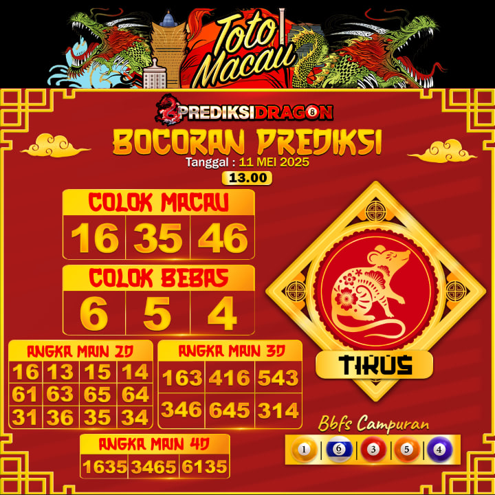 Prediksi Toto Macau Putaran 1 Update Tercepat Akurat 11-05-2025