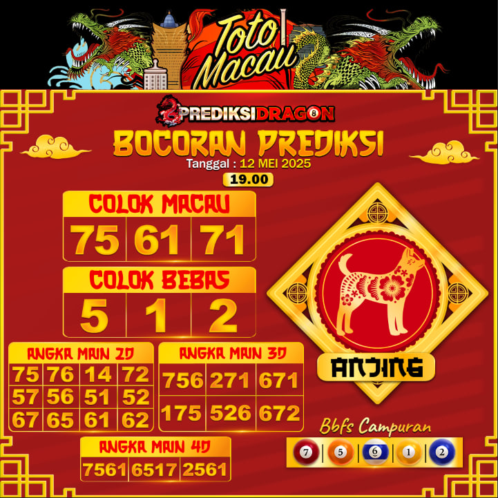 Prediksi Toto Macau Putaran 3 Update Tercepat Akurat 12-05-2025